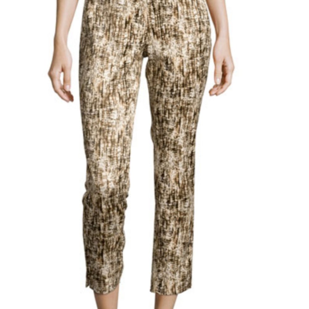 Lafayette 148 New York Stanton Printed Straight-Leg Ankle Pants, Size 10